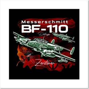 Messerschmitt BF-110 Luftwxaffe War plane Posters and Art